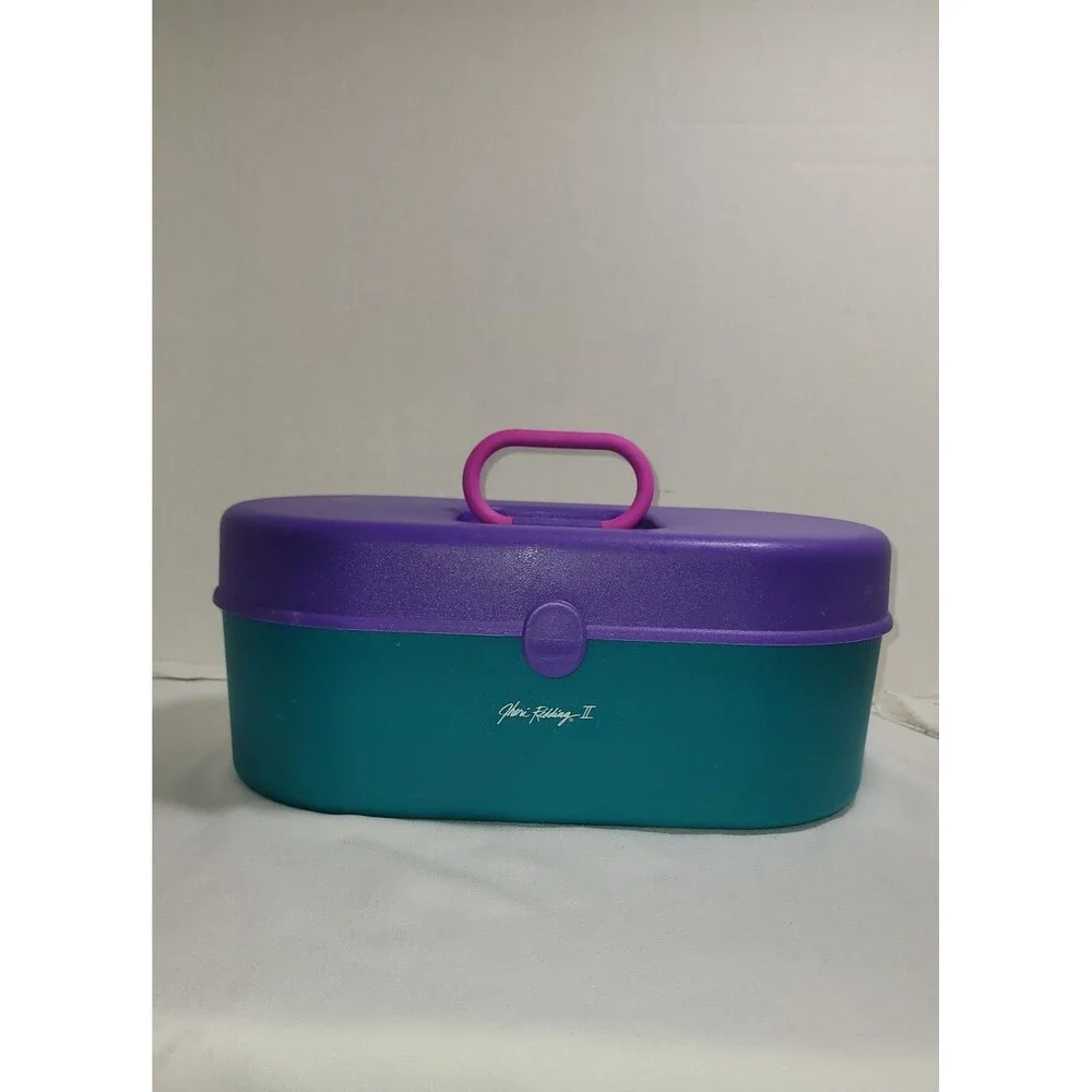 Vintage Jheri Redding II Makeup Case Caboodles Style Purple Teal